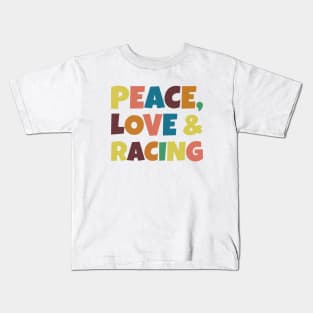 Peace, Love and Racing Retro Design Kids T-Shirt